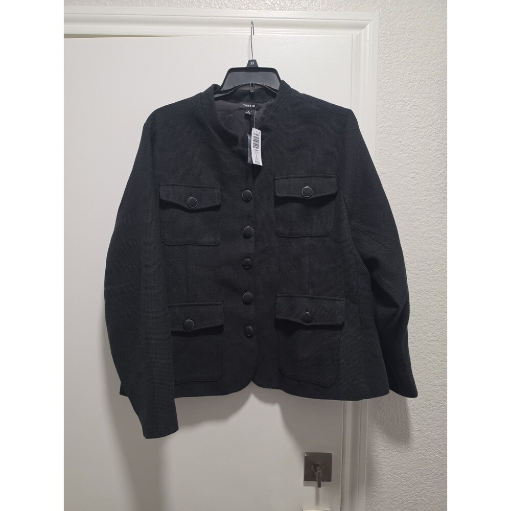 NWT Torrid Black Military Style Button Front Jacket Sz 3X